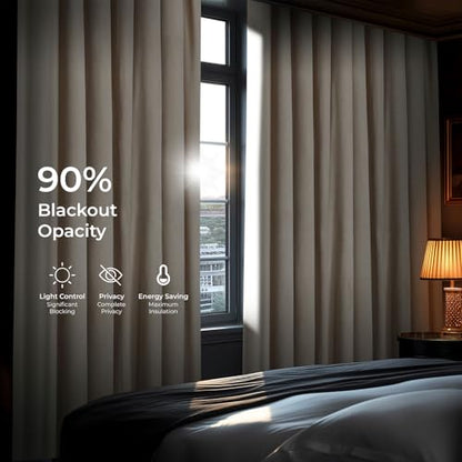 HPD Half Price Drapes Signature Grommet Blackout Velvet Curtains 108 Inches Long Heat & Full Light Blocking Blackout Curtains for Bedroom & Living Room (1 Panel), 50W x 108L, Ecru - color: Alabaster Beige, size: 50"W x 108"L (Pack of 1)