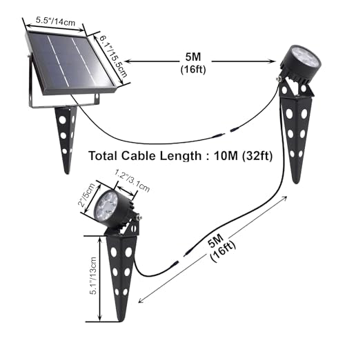 Solar Spot Lights Outdoor Legacy Mini 50X Twin Solar-Powered LED Spotlight (Cool White LED) for Outdoor Garden Yard Landscape Uplight Downlight, Waterproof, Black Finish - size: LEGACY 50X Cool White