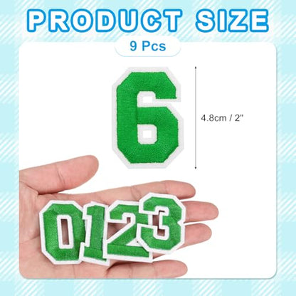 MECCANIXITY Iron on Number Patches 2" Number 6 Iron on Embroidered Patch Sew on Letter Stickers Applique for Repairing Clothing Jeans Shoes Hats DIY(Green, Pack of 9) - style: Number 6