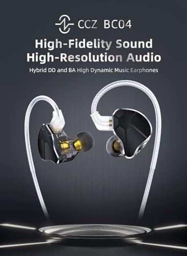 Kinboofi Bass Wired Headphone,CCZ BC04 Custom High-Frequency BA IEM Headphone, Stereo Sound IEM Earbuds Earphone with Oxygen-Free Copper Silver-Plated Cable for Musician System (No MIC, BC04-Silver)…