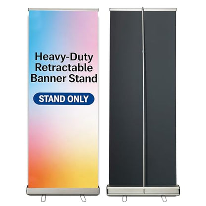 Retractable Banner Stand 24" W x 72" H ， Heavy Duty Roll Up Banner Display with Padded Carrying Bag for Trade Show, Exhibition, Business Advertising (Stand Only) - size: 72" Height