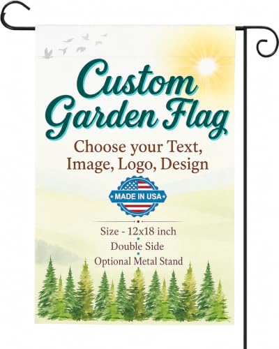 DC Custom Garden Flag with Stand, Double Sided custom yard flag Made in USA | Custom flag with pole (Optional), garden flag with holder, uv resistant flag, welcome flag, birthday flag, easter flag - color: Garden Flag