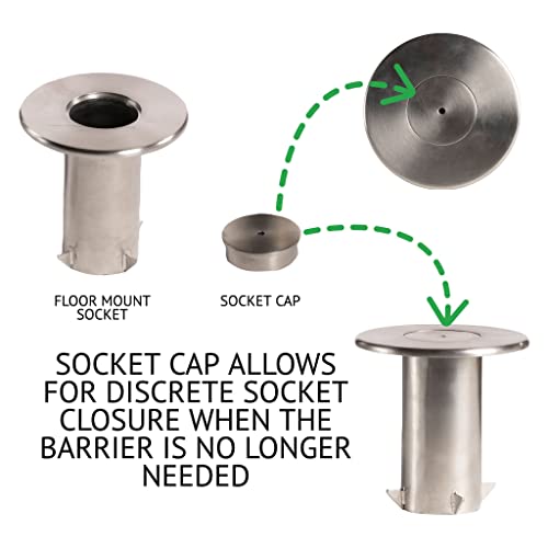 Montour Line CXlineR Post and Rope Stanchion, Fixed/Removable Base, (Satin Stainless Steel Post, Ball Top) - color: Ball Top, size: Satin Stainless Steel