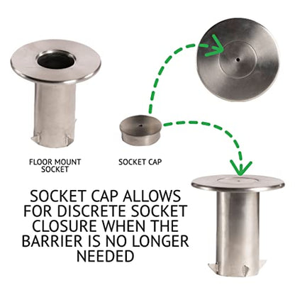 Montour Line CXlineR Post and Rope Stanchion, Fixed/Removable Base, (Satin Stainless Steel Post, Ball Top) - color: Ball Top, size: Satin Stainless Steel