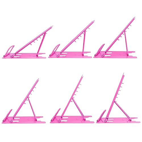 Honagu Small Book Stand Book Holder Metal Desk Book Stand for Reading Hands Free, Adjustable Cookbook Documents Holder, Portable Bookstand for Music Books, Textbook, Recipe, Tablet, Ipad (Rose Red) - color: Rose Red
