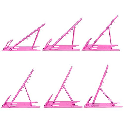 Honagu Small Book Stand Book Holder Metal Desk Book Stand for Reading Hands Free, Adjustable Cookbook Documents Holder, Portable Bookstand for Music Books, Textbook, Recipe, Tablet, Ipad (Rose Red) - color: Rose Red