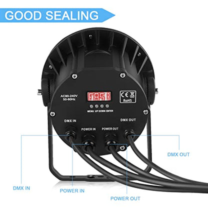 U`King LED Par Lights IP67 Waterproof Stage Lights, DMX512 Sound Activated Control RGBW Lights for Outdoor Concert Club KTV Music Show Garden Wedding