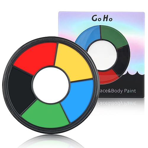 Go Ho 6 Colors Washable Formula Face Body Paint,Face Paint FX Makeup Palette,Professional Red Blue White Black Green Yellow Face Paint Halloween Cosplay SFX Makeup - color: Red White Blue Black Green Yellow