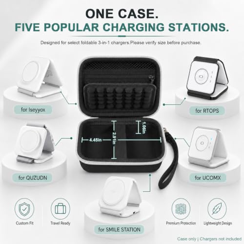Hard Travel Case for Iseyyox for RTOPS for QUZUDN 3 in 1 Wireless Charger - color: Black