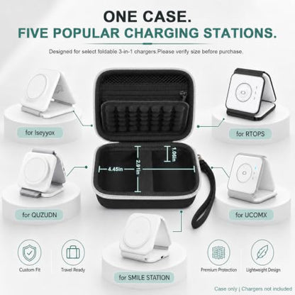 Hard Travel Case for Iseyyox for RTOPS for QUZUDN 3 in 1 Wireless Charger - color: Black