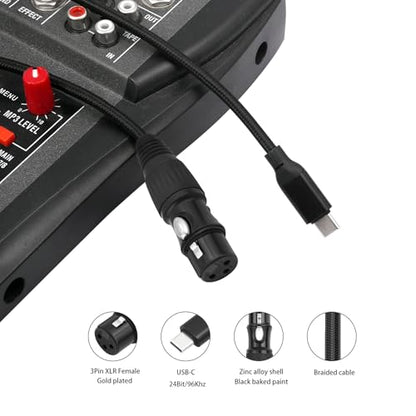 USB-C to 3-Pin XLR Female Cable 6.6FT - USB C 24Bit/96KHz Digital to Analog XLR Female Dual-Shielded Braided Audio Cable Support Phone/Pad to Microphone and Mixers - size: XLR Female, style: 6.6FT