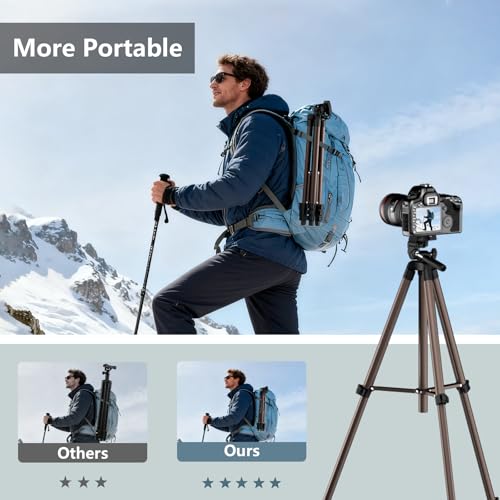 71 Inch Lightweight Camera & Phone Tripod with Wireless Remote (Rose Gold) | Comes with phone holder and carry bag,travel-friendly,2-in-1 selfie stick and tripod design,Aluminum portable alloy body