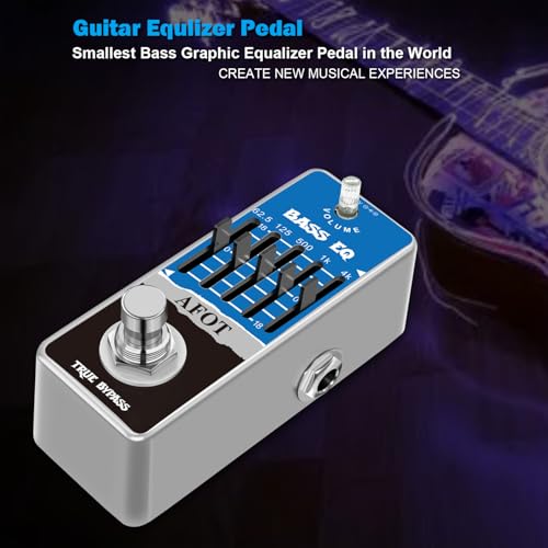 Bass EQ Pedal, 5-Band EQ Pedal Electric Bass Equalizer (62.5Hz 125Hz 500Hz 1kHz 4kHz) Provides ±18dB for Each Band EQ Seeker for Bass True Bypass - color: Blue Bass EQ