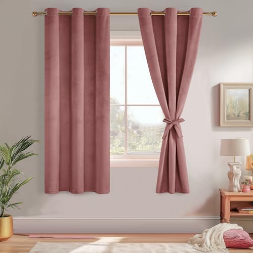JIUZHEN Wild Rose Velvet Blackout Curtains 63 Inch for Living Room/Bedroom - color: Wild Rose, size: 42"W x 63"L (Pack of 2)
