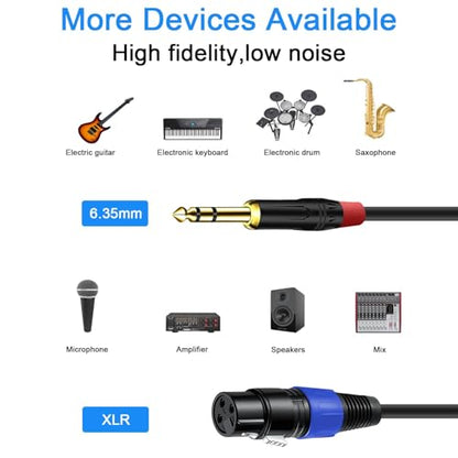 6.35mm Dual TRS to XLR Female Cable for Microphone, Mixer, Amplifier, 3.3 FT, Dual1/4 TRS Male to XLR Audio Cable, Y Splitter Patch Cord, 3-PinXLR to Dual 1/4 Converter Adapter Cable - size: 3.3Ft, 1Pack, style: Dual 1/4 to XLR Female