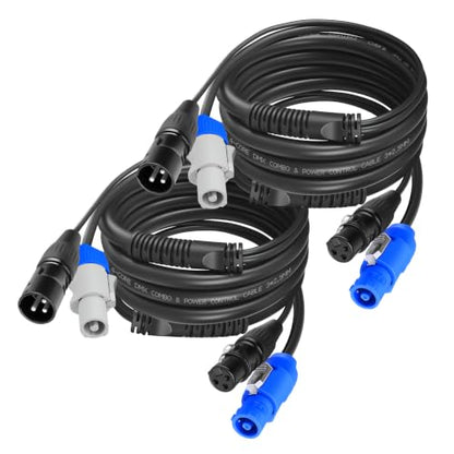 SMALL-EYE 3 Pin DMX Power Control Combo Link Cables 10 ft 2-Pack | Power and DMX in One Cable, 116Ω Optimized Impedance, Fixture Linking, Faster Setup - size: 10 feet -2 Packs