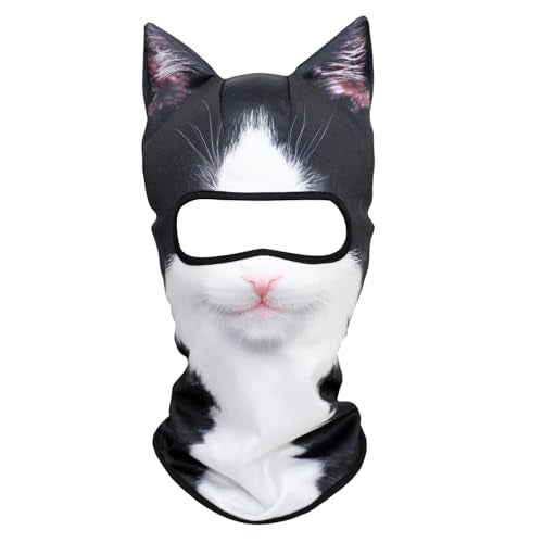 WTACTFUL 3D Animal Ears Balaclava, Breathable Face Mask for Halloween | Stand-Up Ears, Windproof Dustproof, Quick-Dry, No Fade Print, Soft, for Music Festivals Raves Ski Snowboard Moto Party - color: # British Bicolor Cat Meb-18