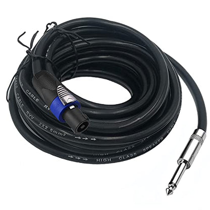 2 Pack 15ft Speakon to 1/4 Inch Male Speaker Cable, 15 feet 6.35mm Stereo Audio Connection Cord, 12 Gauge AWG Wires - size: 15FT/2PACK