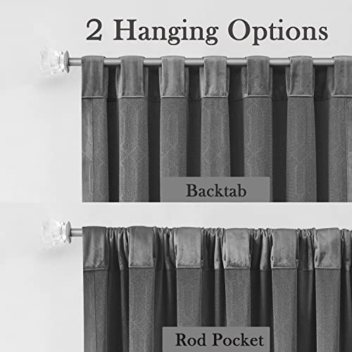 Central Park Moderate Velvet Blackout Window Curtain Panels 84in LongRod Pocket Backtabs for Living RoomBedroom Geo EmbossedTrellis Window Treatment Drape Sets 52inx84inx2,Panel Pairs to Go, DarkGray - color: Dark Gray, size: 52"W x 84"L (Pack of 2)