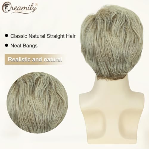 Creamily Mens Short Blonde Wigs Blonde Mixed Brown Male Wig Layered Natural Short Wigs for Men Daily Wear Halloween Party Cosplay - color: I-Light Ash Blonde