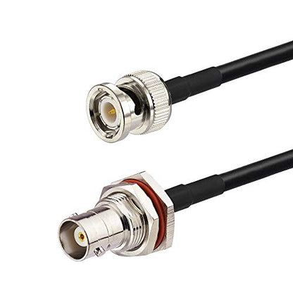 Bingfu BNC Male to Female Bulkhead Mount RG58 Coax Jumper Cable 2m 6.5 feet for Wireless Microphone System Receiver Amateur Mobile CB Radio UHF VHF Ham Radio Antenna Patch Panel Rack Mount - size: 2m / 6.5 feet