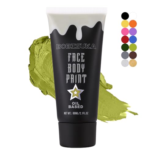 BOBISUKA Ogre Green Face Body Paint, Creamblend Face Painting Kit, Green Eye Black for Sports, Facepaint for Halloween Makeup Zombie, Witch Cosplay, Costume, Theme Parties and Hunting Camo（2.1 Fl.oz） - color: Ogre Green