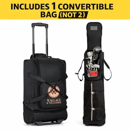 Golf Travel Bag with Wheels – Padded Airline-Approved Golf Club Travel Cover, Heavy-Duty Soft Sided Flight Bag with Reinforced Base & Carry Handles – Fits Full Size Cart & Stand Bags