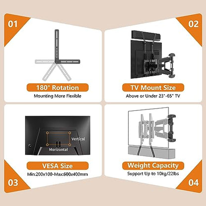 XINLEI Universal Sound Bar Mounts Fits Most 23 to 65 Inch TVs Soundbar TV Mount Bracket Above or Under TV, up to 22 lbs SBR302 - color: SBR302
