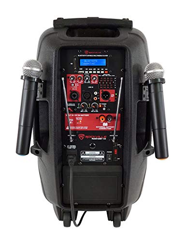 Rockville RAM12BT 12" Rechargable Powered 600W PA Speaker, 2 Mics, Bluetooth - size: 12 inch