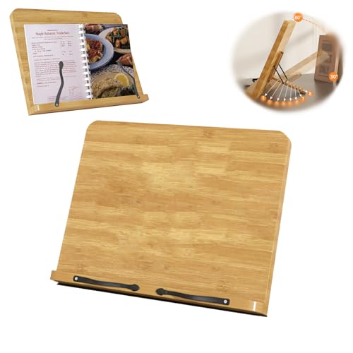 Adjustable Recipe Book Holder,Multi-Use for Cookbook & Tablet | Book Stand With Page Clips & 8 Adjustable Angles, Foldable Design,Ideal Gift for Book Lovers,Mothers - size: S(11'' x 7.9'')