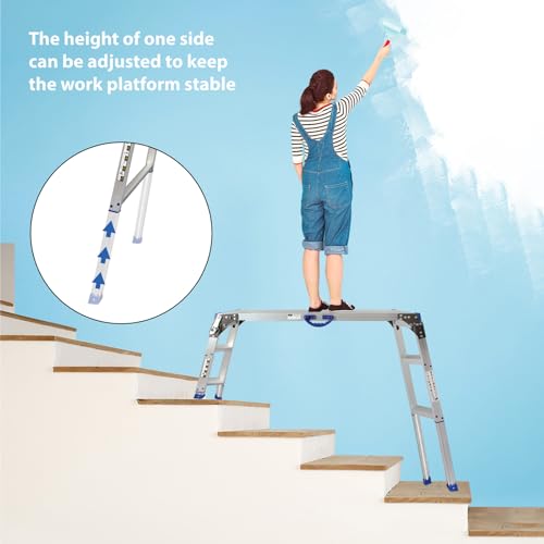Adjustable Work Platform (47"x20") Ultra-Wide Portable Folding Aluminum Work Platform 330 Lbs Capacity 50 Gear Adjustable Height 27.5 to 37 inches | Portable Folding, 330 Lbs Capacity, 50 Gear Adjustable Height 27.5 to 37 inches - size: Adjustable 20"(W)