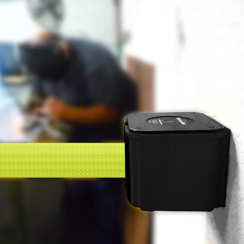Wall Mounted Black Retracta-Belt 15' Yellow Belt Barrier - color: Black Case w/ Yellow Belt, size: 15' Belt