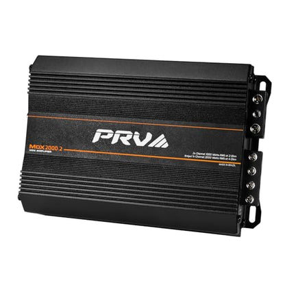 PRV Audio MDX2000.2 2 Ohm Mini 2 Channel Car Audio Amplifier 2X 1000 Watts RMS at 2 Ohm - Bridged 1CH 2000 Watt at 4 Ohm for Powersports, Motorcycles, ATV, for High Power Stereo Speaker Systems