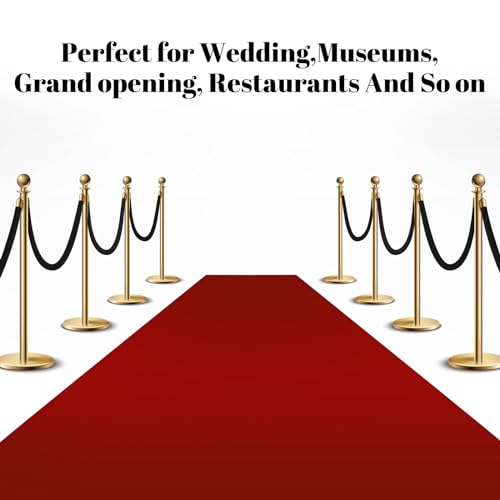 6 Pieces Velvet Stanchion Rope Bulk 4 Feet Party Crowd Control Barrier Safety Velvet Rope with Gold Hook for Movie Theater Opening, Hotel, Carpet, Not Include Stanchion Post(Black) - color: Black