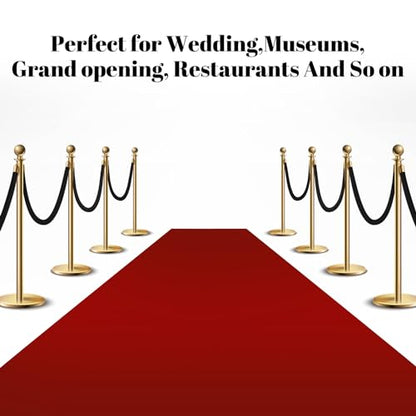 6 Pieces Velvet Stanchion Rope Bulk 4 Feet Party Crowd Control Barrier Safety Velvet Rope with Gold Hook for Movie Theater Opening, Hotel, Carpet, Not Include Stanchion Post(Black) - color: Black
