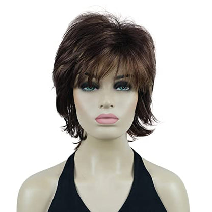 Lydell Short Layered Shaggy Wavy Full Synthetic Wigs (33H27C) - color: 33H27C Dark Auburn Light Ginger Mix