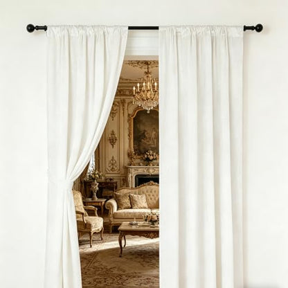 nanbowang Bleach Velvet Curtains - 42 Inches Width 96 Inches Long Soft Curtain Rod Pocket Thermal Insulated Window Treatment for Bedroom 2 Panels - color: Bleach, size: 42"W x 96"L (Pack of 2)