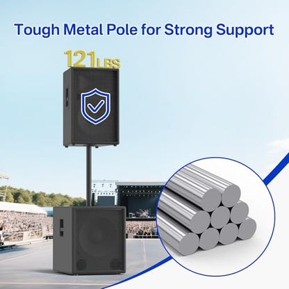 Aiweiwa 16 Inch Extended M20 Speaker Pole Mount for PA/DJ Subwoofes - Heavy-Duty Speaker Poles for Subwoofers Fits Speakers with M20 Threaded Mounts and 35mm Mount Subwoofer Pole Up to 121LBS, 2 Pack