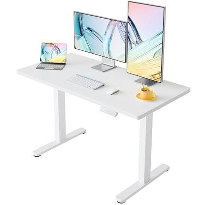 HUANUO 40x24 Inch Electric Standing Desk, Height Adjustable, White | 176 Lbs Capacity, Smooth Home Office Desk, 4 Memory Presets & Headphone Hooks, 28.3–46.5 Inch Height Range, Easy to assemble - color: White, size: 40" X 24"