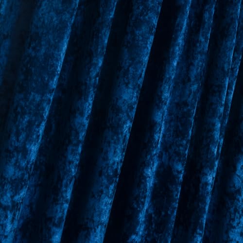 Luxury Crushed Navy Velvet Curtains 2 Panels Set - 96 inches Long Room Darkening Luxury Distressed Velvet Rod Pocket Window Drapes for Living Room Bedroom 52" W x 96" L - color: Navy, size: 52"W x 96"L (Pack of 2)
