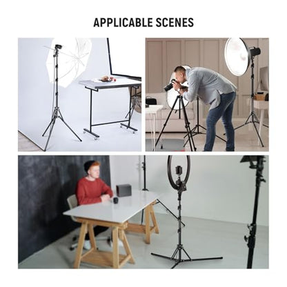 NEEWER Light Stand with 180° Reversible Legs, 70"/178cm Portable Travel Tripod Stand 1/4" Screw & 5/8" Stud for Indoor Outdoor Photography Speedlite Strobe Ring Light Softbox, ST178B, Black