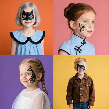 Black Face Paint 30g (1oz) Non-Toxic,Water Activated Face Painting Kit for Kids Adults,SFX Makeup Facepaint Palette for Halloween vampire,Cosplay,Theater Party,Clown Joker Special Effects Costume - color: Black-30g