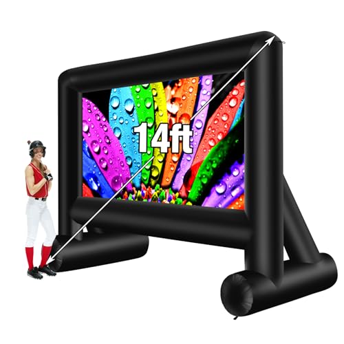 14 Feet Indoor and Outdoor Inflatable Blow up Mega Movie Projector Screen with Carry Bag for Front and Rear Projection