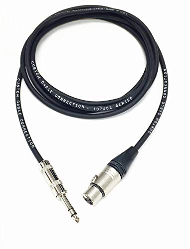 Custom Cable Connection 10 Foot Neutrik NC3FXX Female XLR to Neutrik Rean NYS228 1/4 Inch (6.35mm) TRS Balanced Pro Audio Cable - size: 10 Foot, style: Female (Black)