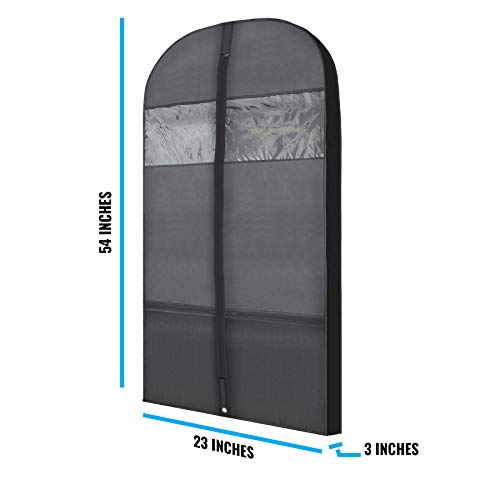 Plixio Gusseted Garment Bags Suit Bag for Travel and Clothing Storage of Dresses, Dress Shirts, Coats— Includes Zipper Pockets and Large Transparent Window (10 Pack: 54” X 24” x 3.4”) - size: 10 Pack: 54” X 24” x 3.4”