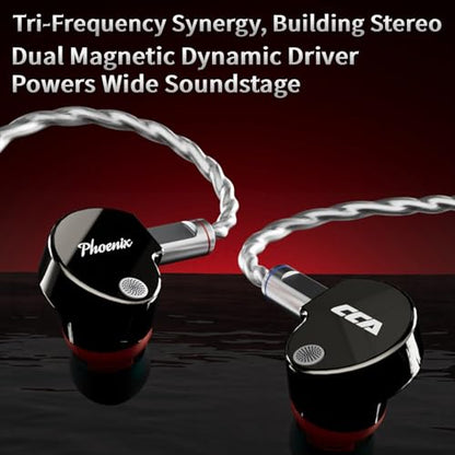 CCA Phoenix in-Ear Monitor Headphones, Dual-Magnet Dynamic Driver IEM with HiFi Clear Sound & Deep Bass, Full-Metal Professional Gaming Earbuds for Musicians, Singers, and Audiophiles(3.5mm Plug) - color: Dark-Grey, style: Without Mic,3.5mm