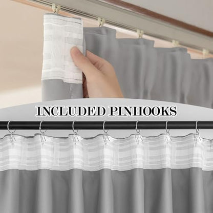 Thermal Insulated Blackout Curtains, 96 Inches Long, 2 Panels | Back Tab and Rod Pocket, Sound Proof, Pinch Pleated, With Hook for Track System - color: Grey, size: 52"W x 96"L (Pack of 2)