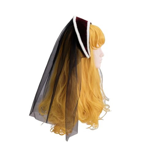 RoleplayCos Tudor French Hood Queen Anne Boleyn Costume Hat Headwear Elizabethan Renaissance Headband Headpiece - color: Red