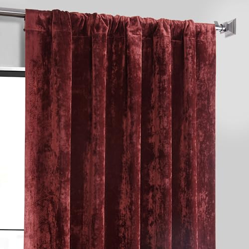 HPD Half Price Drapes Lush Crush Velvet Curtains - Room Darkening Curtain 84 Inches Long for Bedroom & Living Room, Luxury Look, Rod Pocket Design, (1 Panel), 50W x 84L, Ruby Red - color: Ruby Red, size: 50"W x 84"L (Pack of 1)