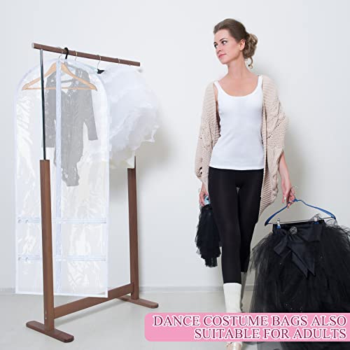 Sanwuta 4 Pcs Clear PVC Large Dance Garment Bags for Dancers Costume Long Garment Bag with 4 Zipper Pockets for Competitions(22.8 x 51 Inch,Clear) - size: 22.8 x 51 Inch